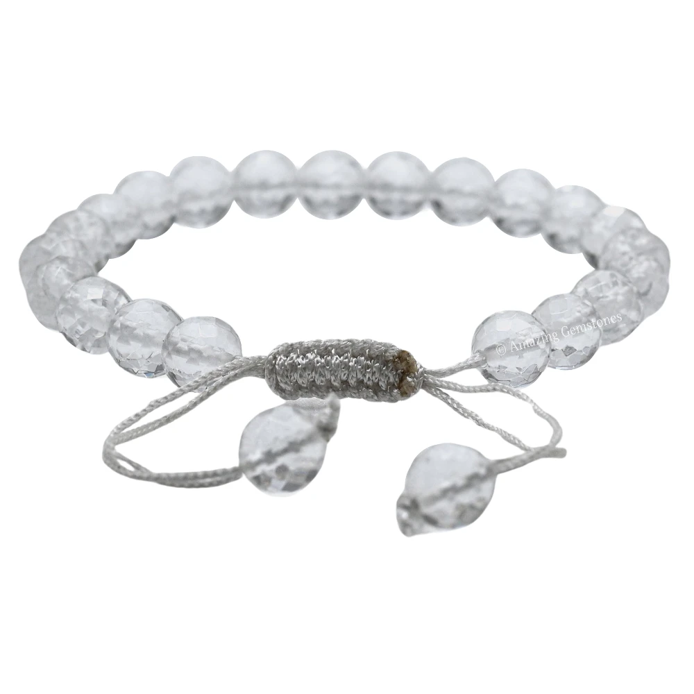 Clear Quartz Bracelet (Faceted) (Adjustable)
