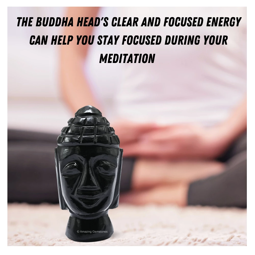 Black Obsidian Buddha Head