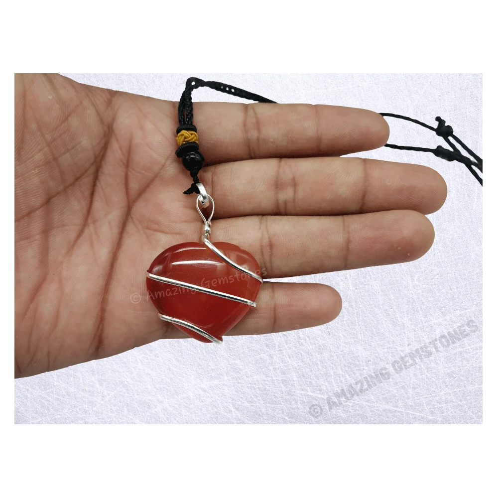 Carnelian Necklace - Spiral Heart (Silver)