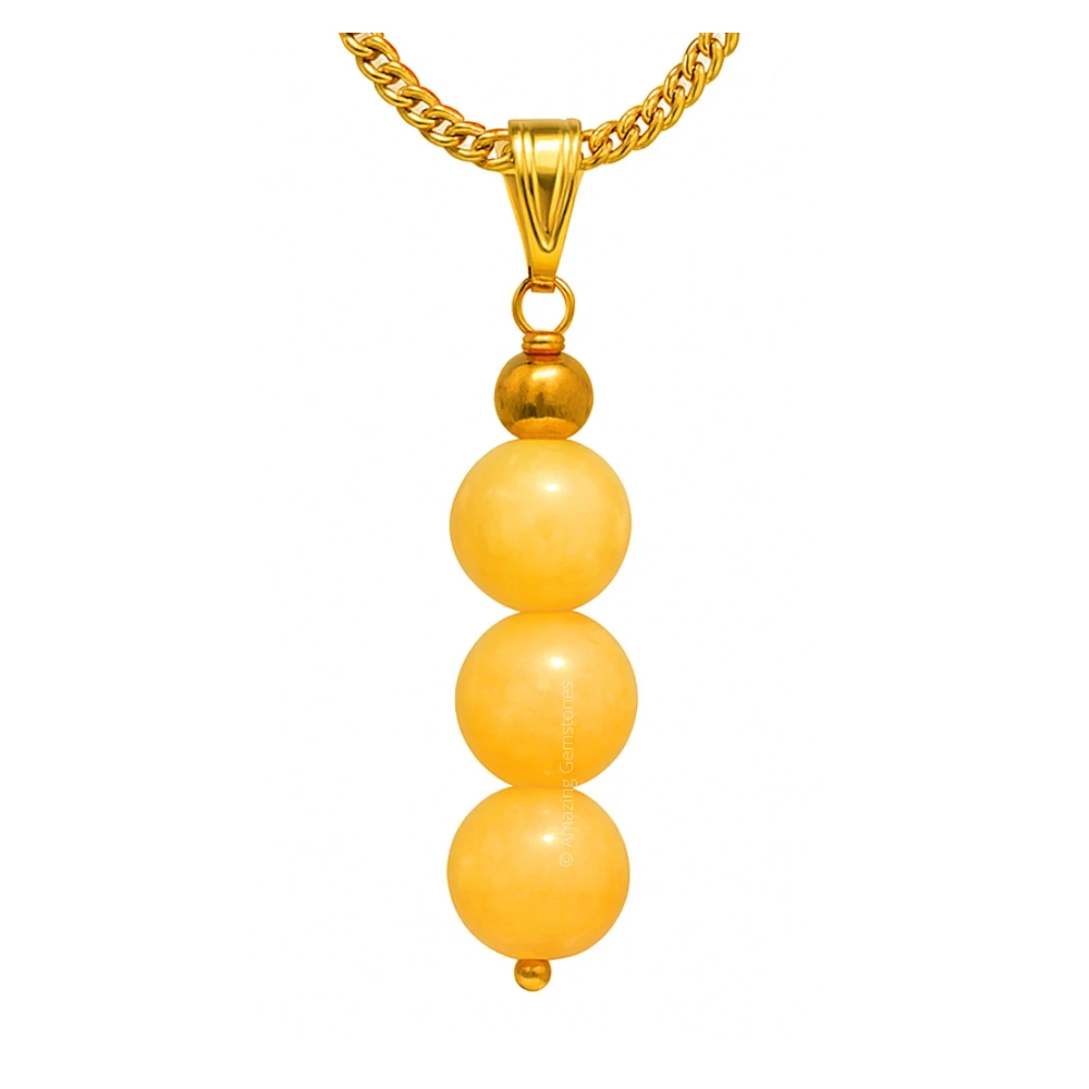 Yellow Calcite Bead Pendant (Gold)
