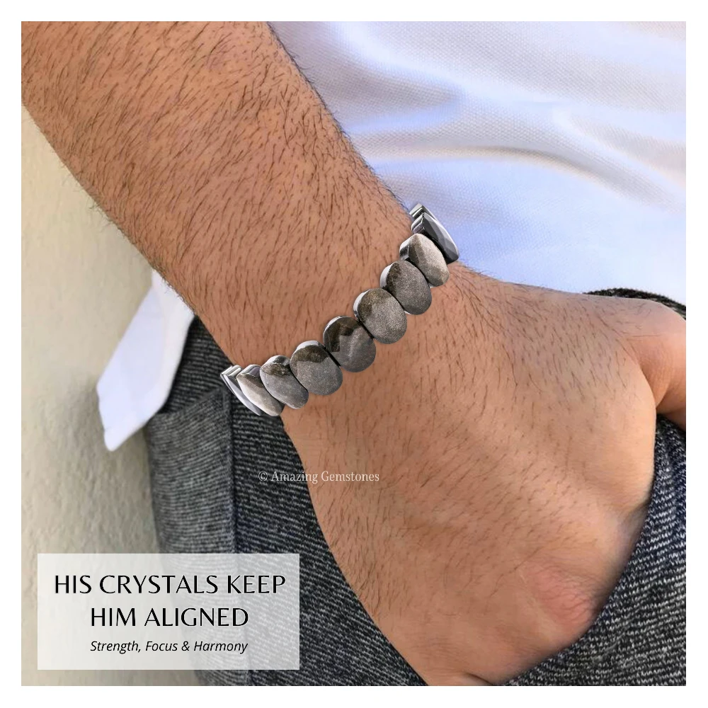 Golden Sheen Obsidian Faceted Bracelet - Oval Stone