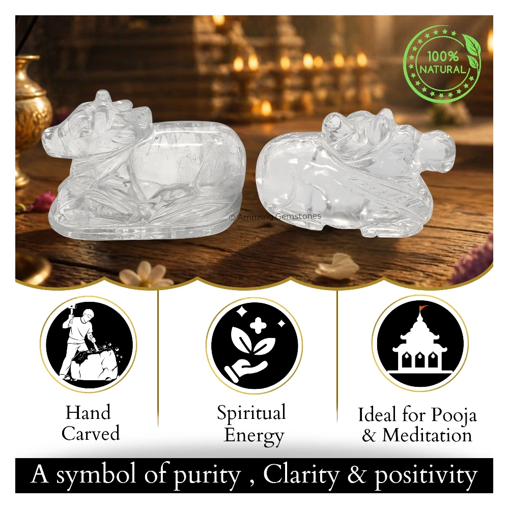 Clear Quartz Nandi (10-20 Gram)