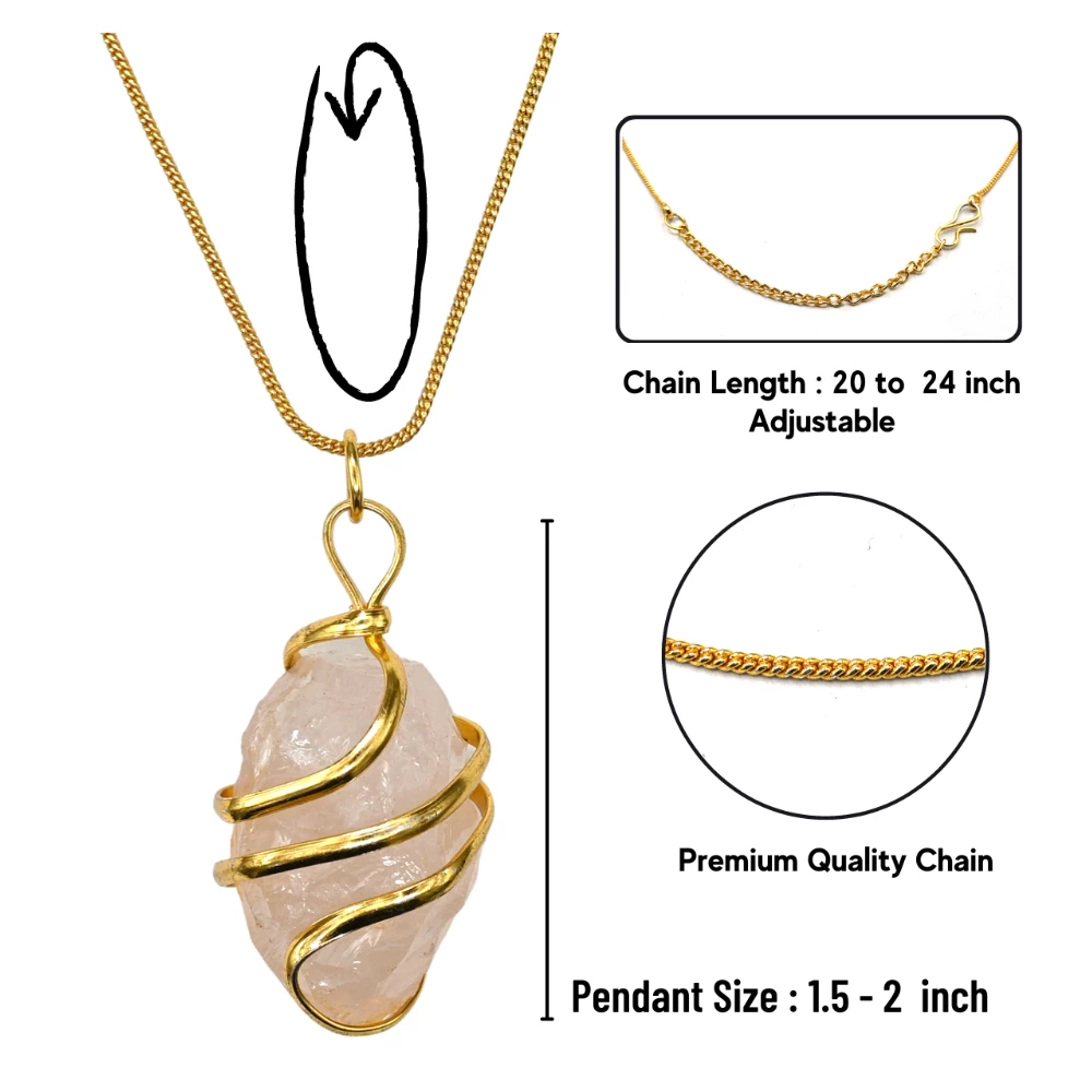 Rose Quartz Necklace - Raw Crystal (Gold)