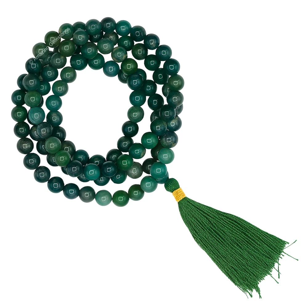 Moss Agate Mala (Without Knot)