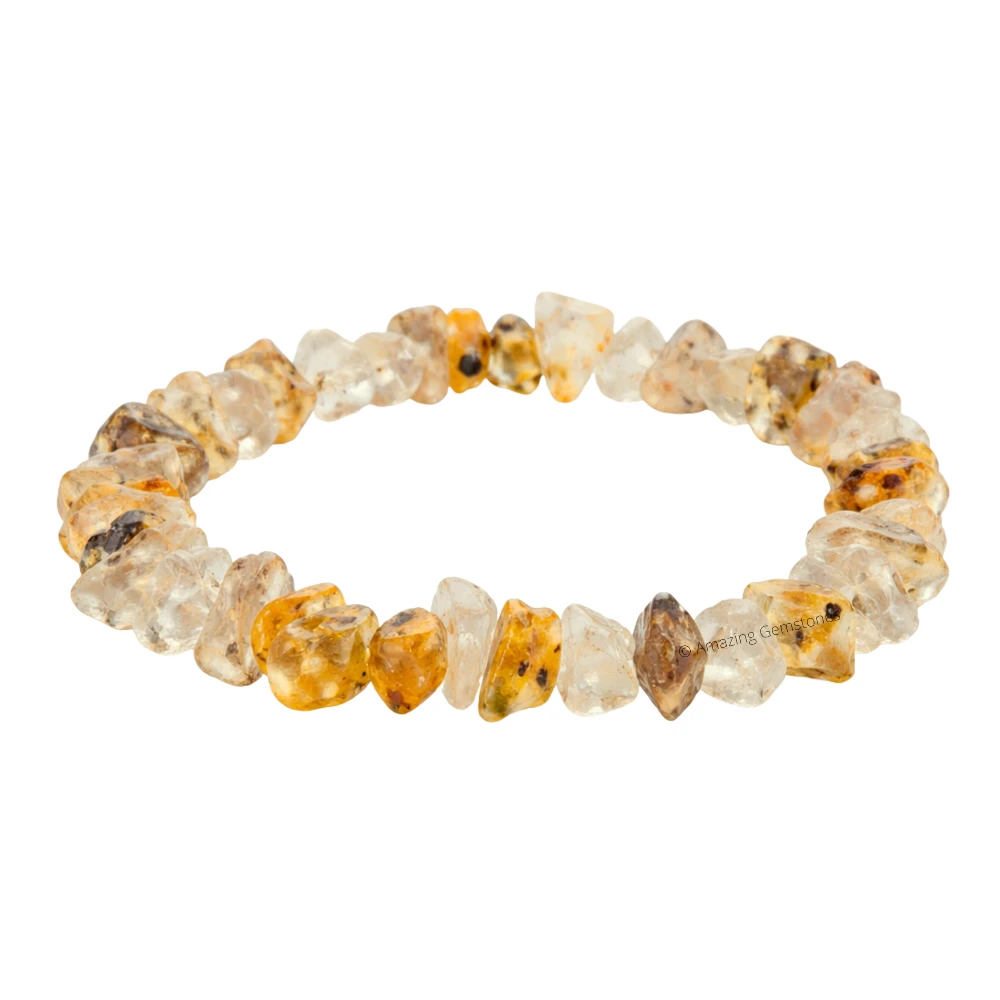 Golden Rutilated Quartz Chips Bracelet