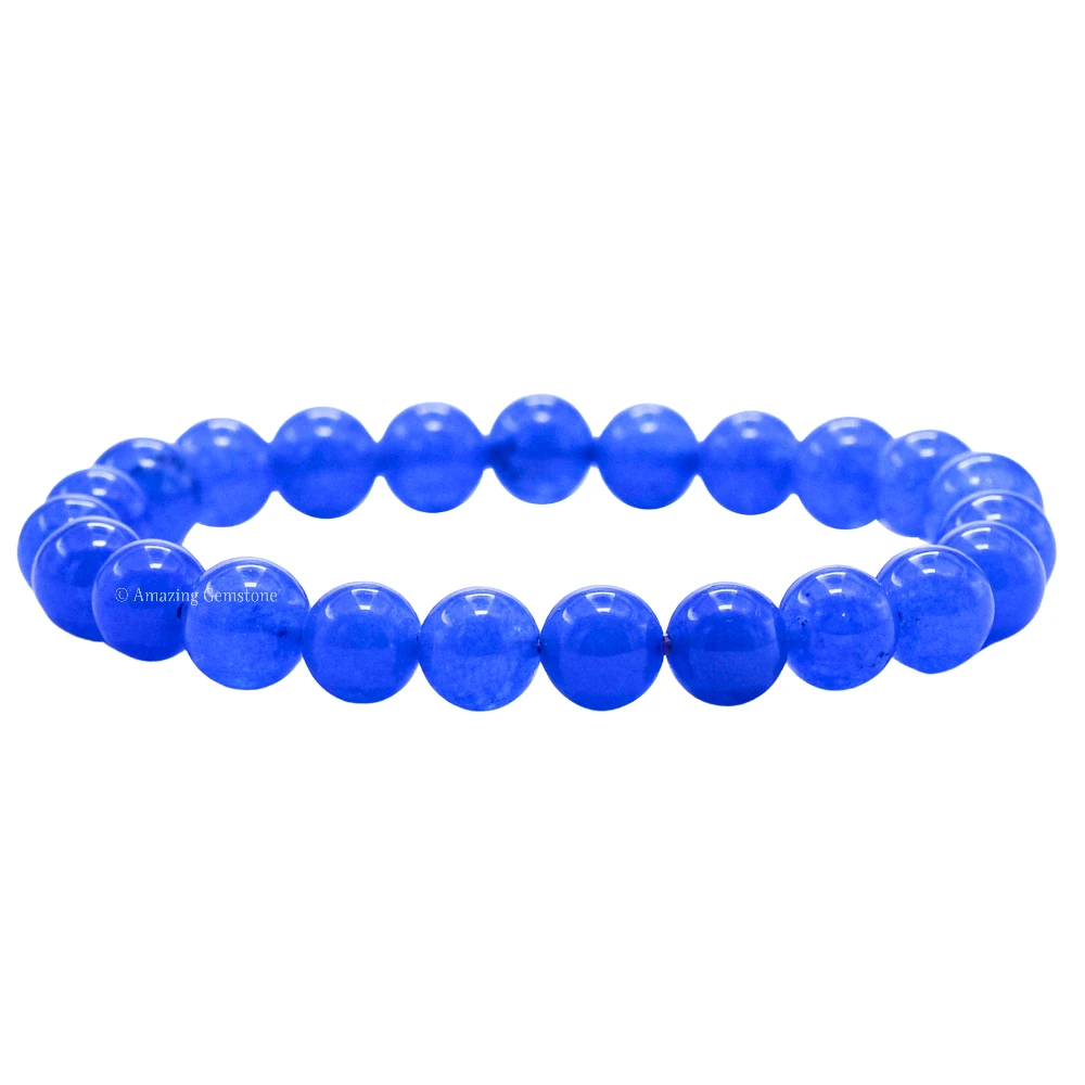 Blue Agate Beaded Bracelet (Stretchable)