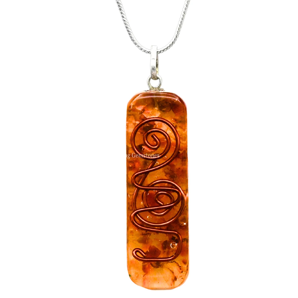 Carnelian Crystal Orgone Pendant - Rectangle