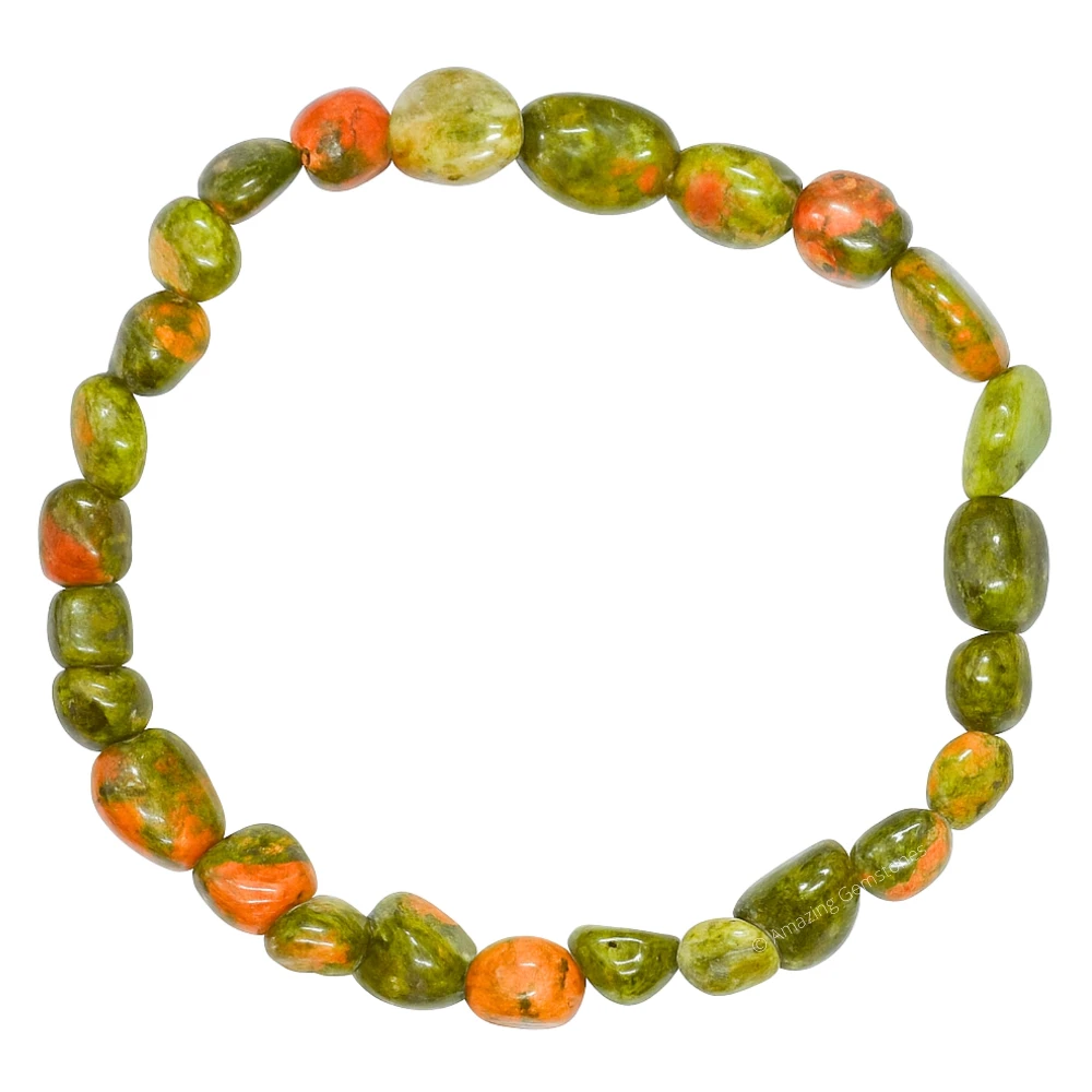 Unakite Tumbled Stone Bracelet (Stretchable)