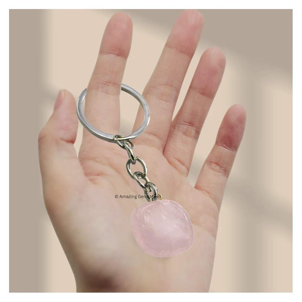 Rose Quartz Keychain Keys Holder (Tumble)