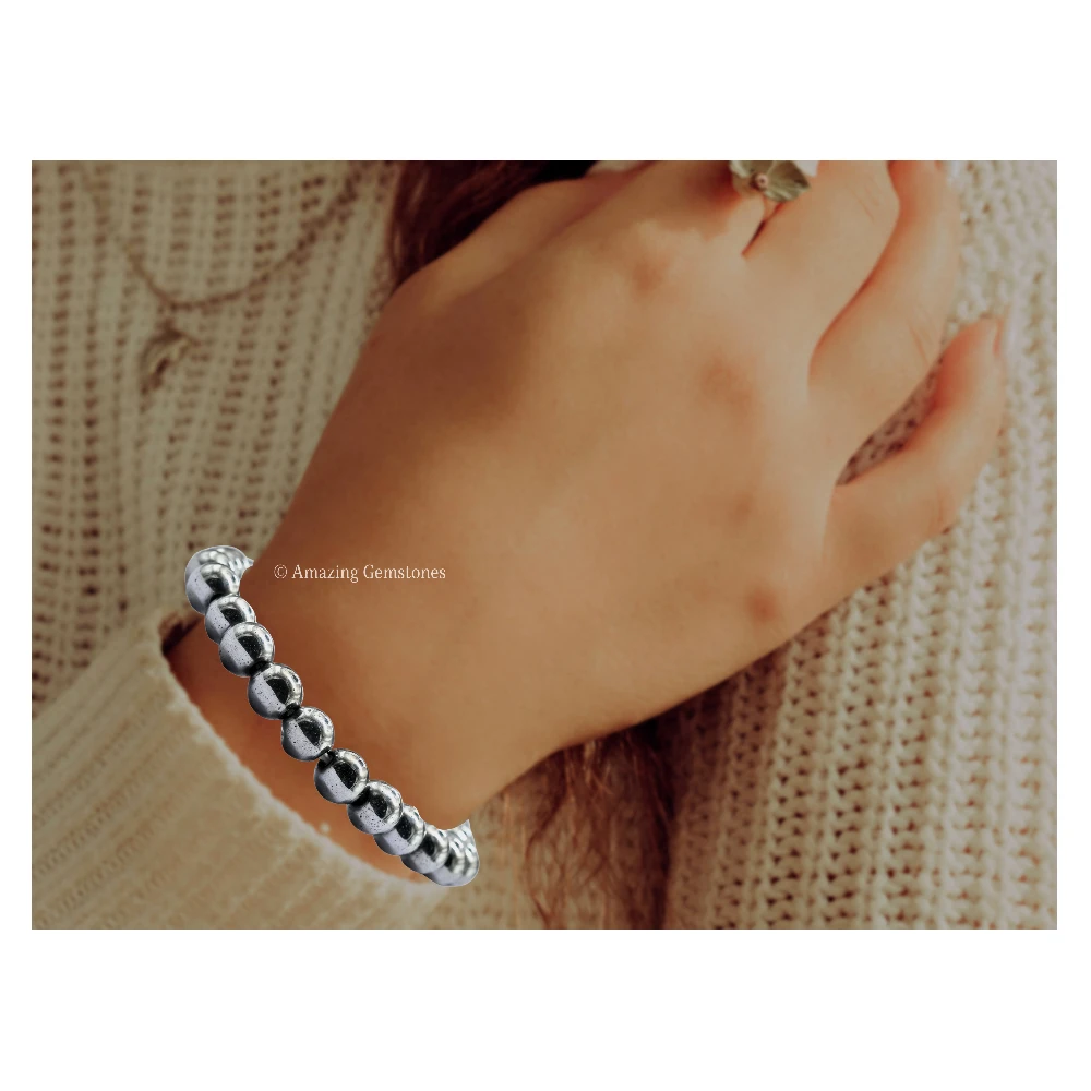 Silver hematite Bracelet (Strechable)
