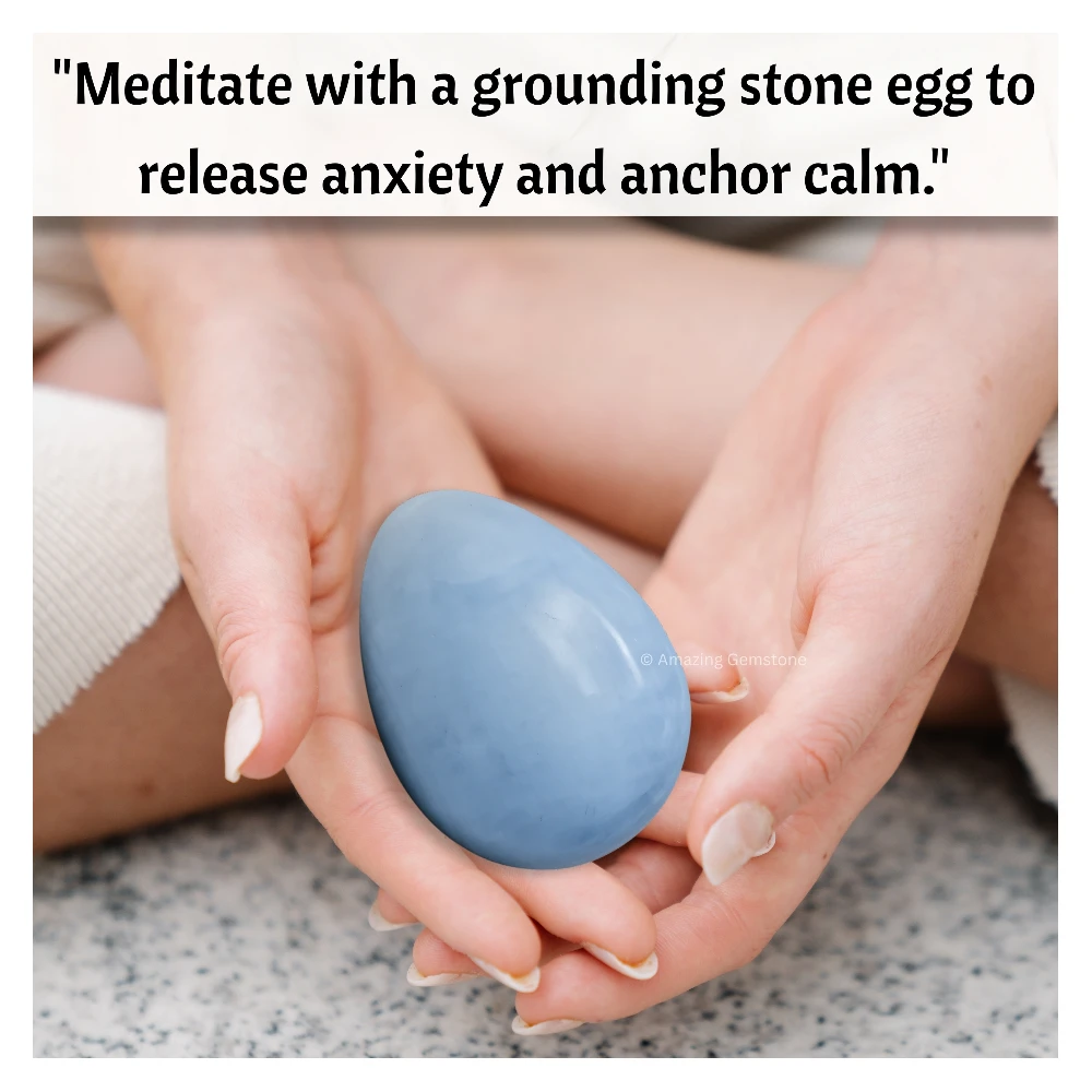 Blue Calcite Crystal Egg Stone