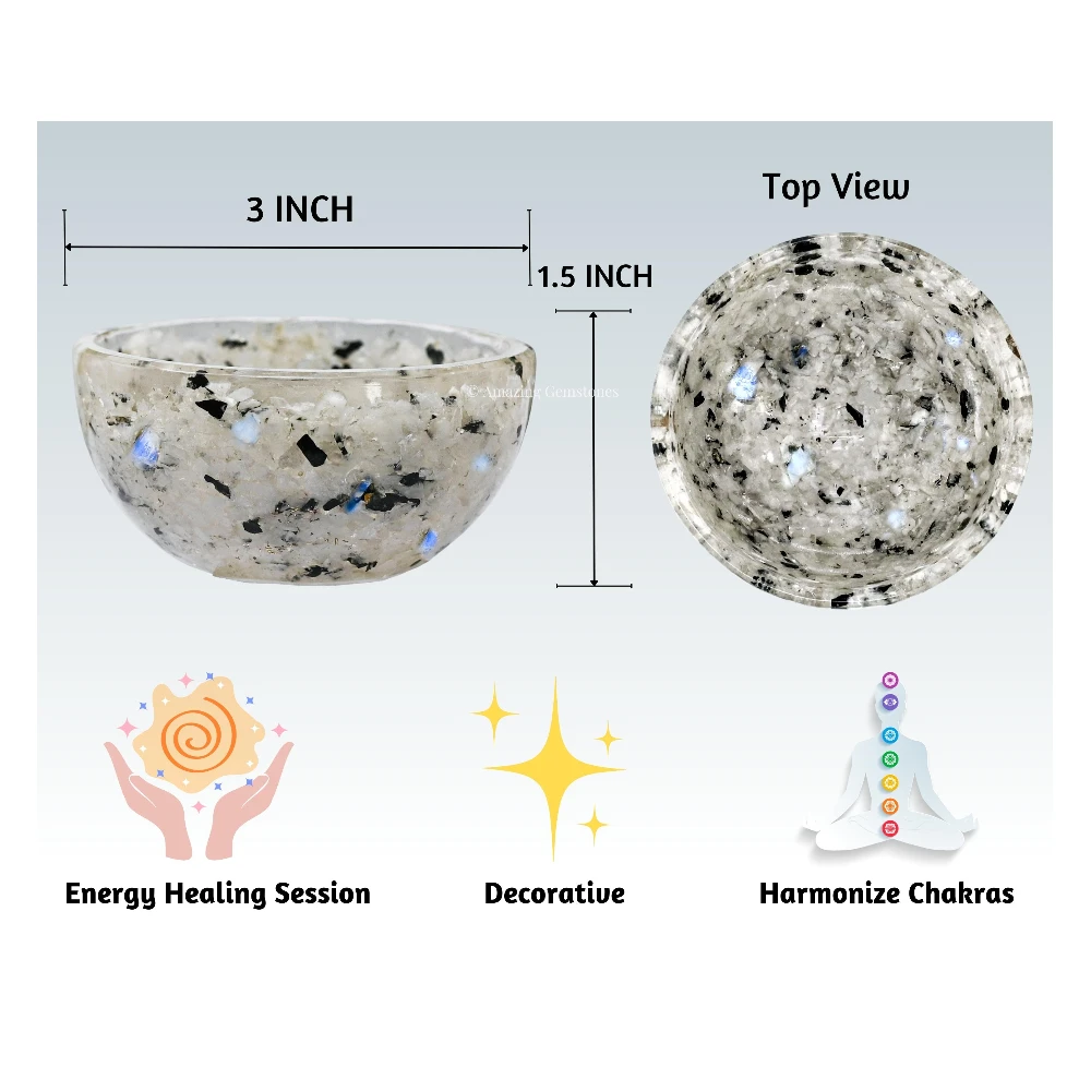 Rainbow Moonstone Crystal Orgone Bowl (3 Inch)