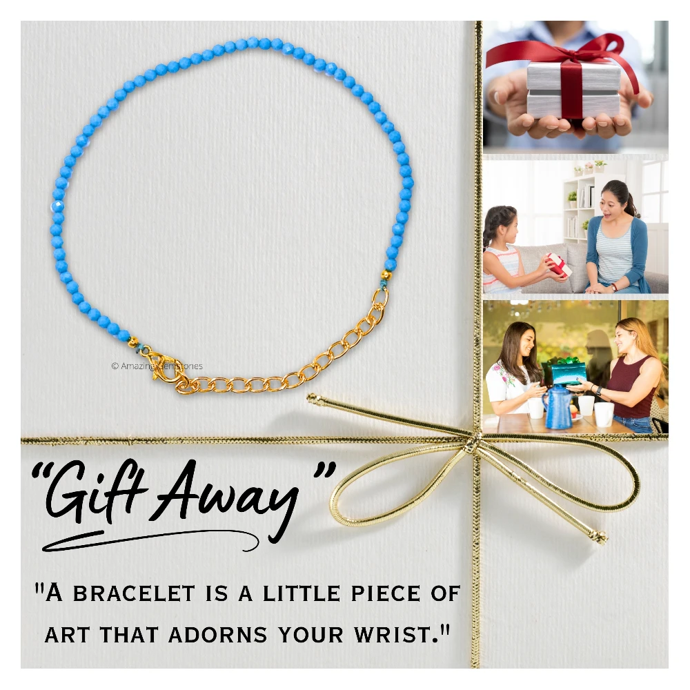 Turquoise (Howlite) Crystal Bracelet - 2mm Faceted Bead (Gold)