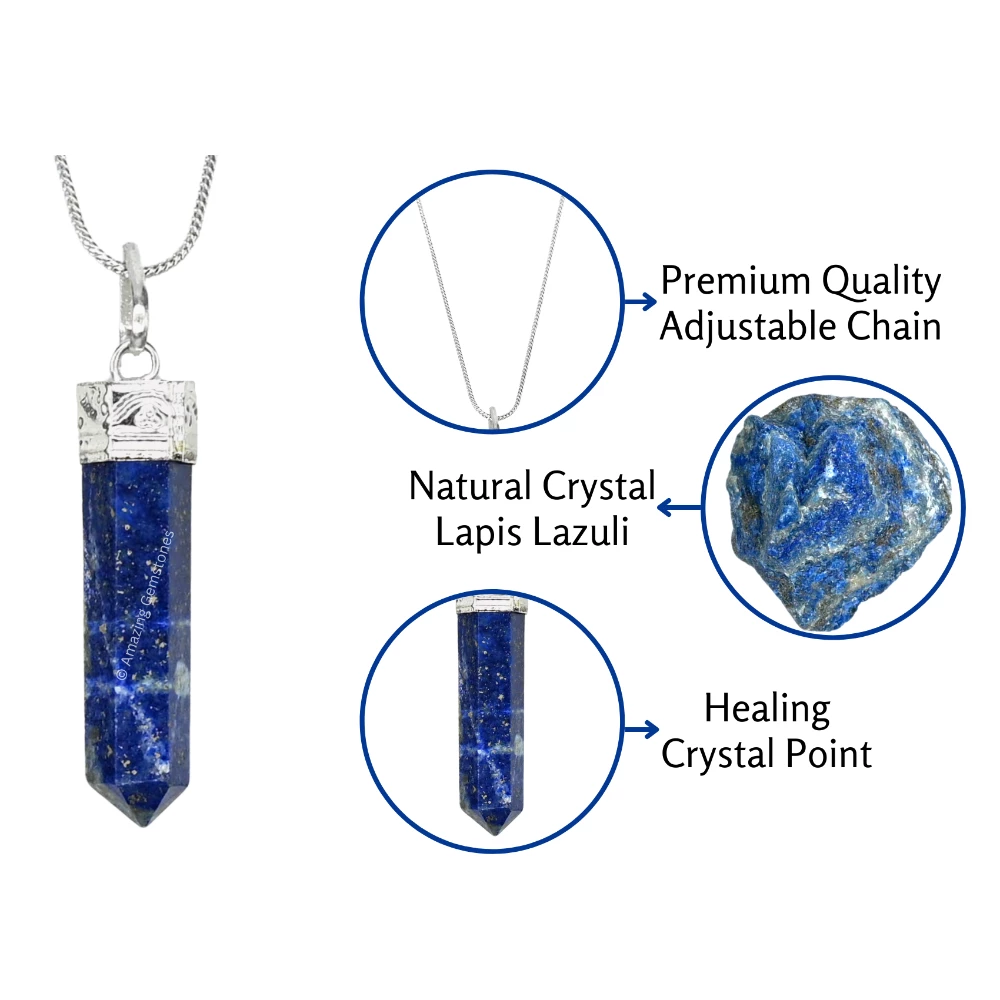 Lapis Lazuli Necklace - Pencil Point (Silver)