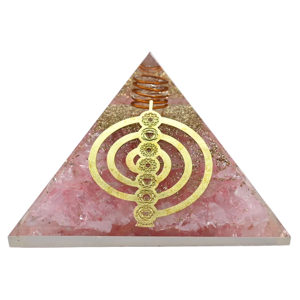 Rose Quartz Orgone Pyramid - Chakra Reiki