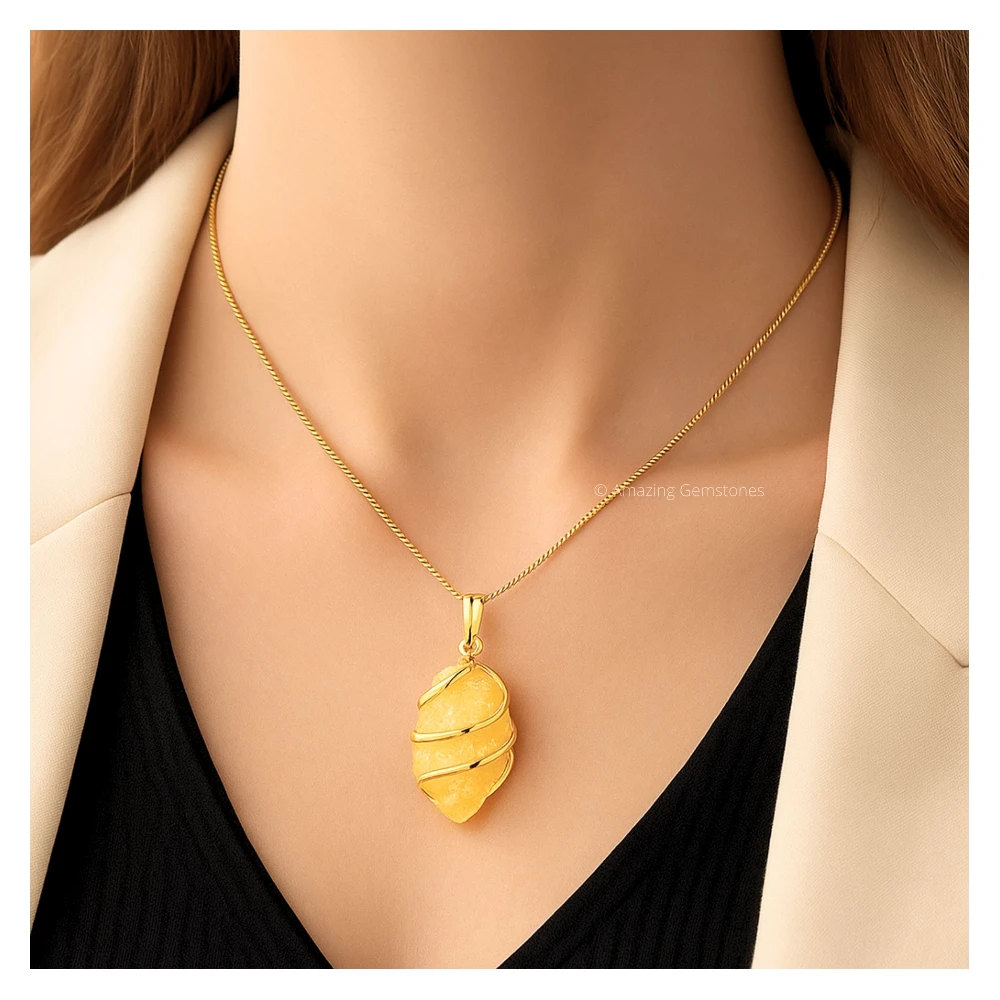 Yellow Aventurine Necklace - Raw Crystal (Gold)
