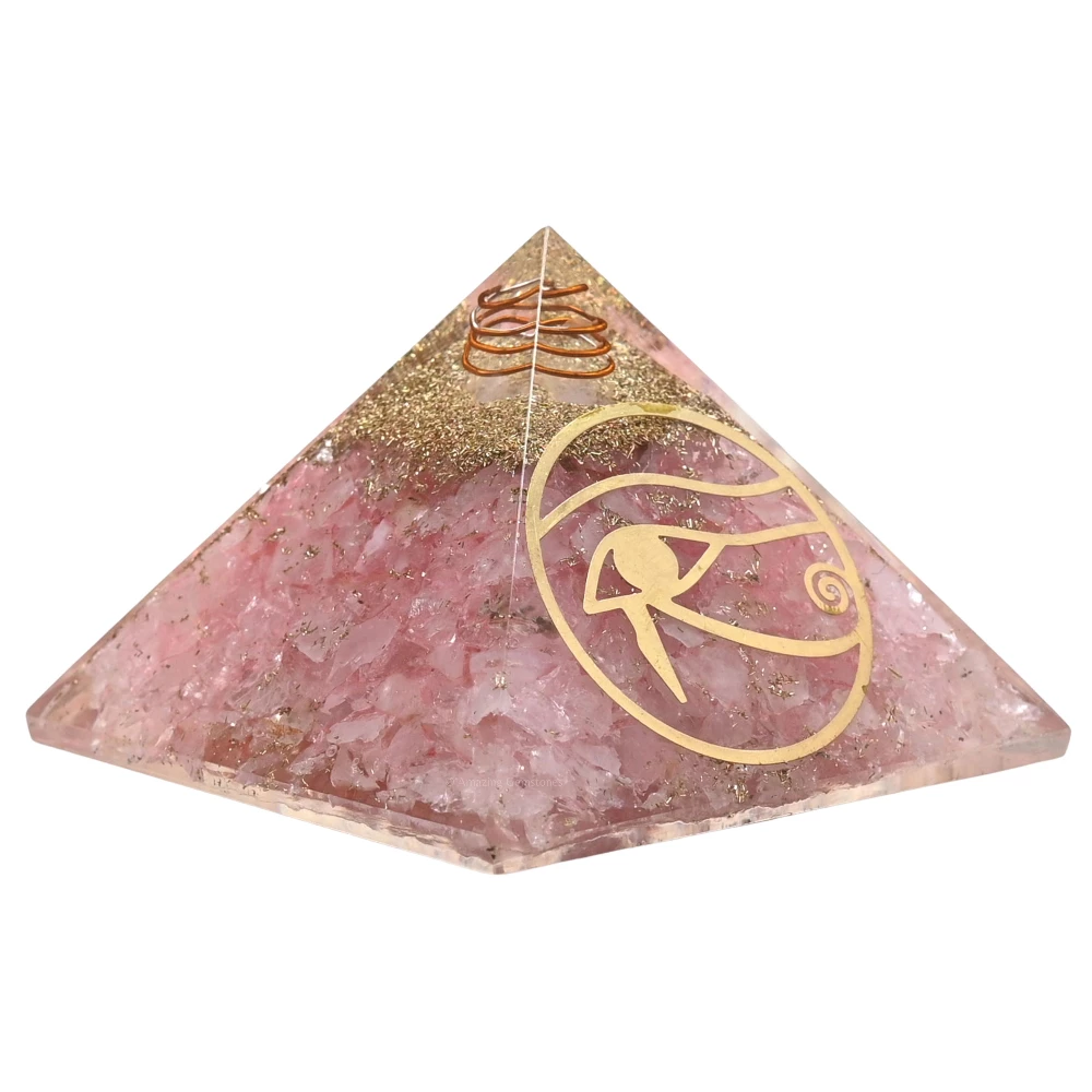 Rose Quartz Orgone Pyramid - Eye of Horus