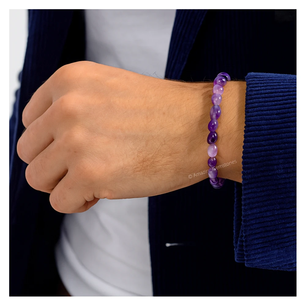 Amethyst Tumbled Stone Bracelet (Stretchable)
