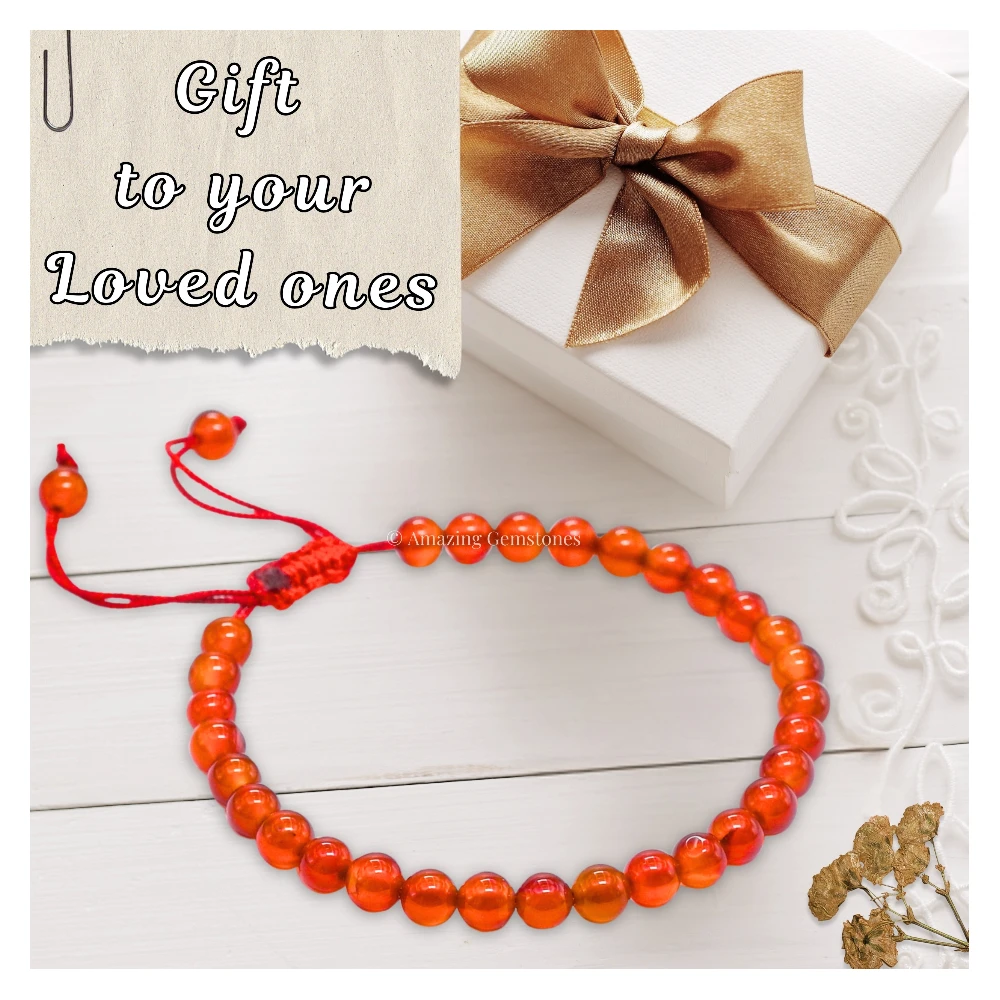 Carnelian Healing Crystal Bracelets - 6mm Beads (Adjustable)
