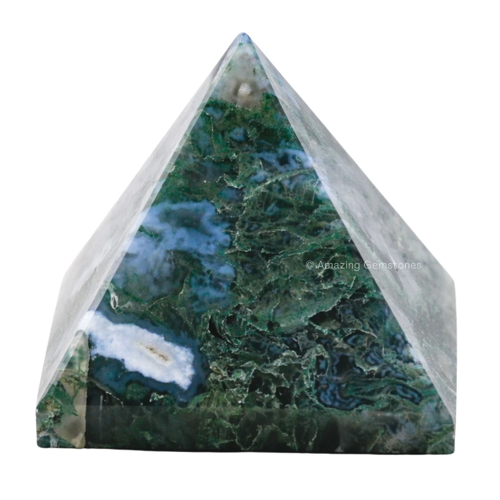 Moss Agate Pyramid (1.5 Inch)