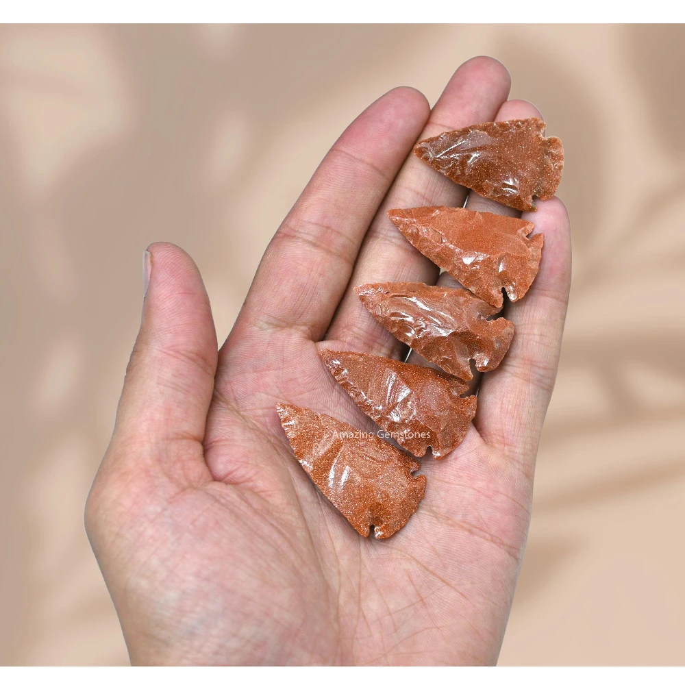 Red Goldstone Crystal Arrowhead - 1" to 1.5" (5 Pieces)