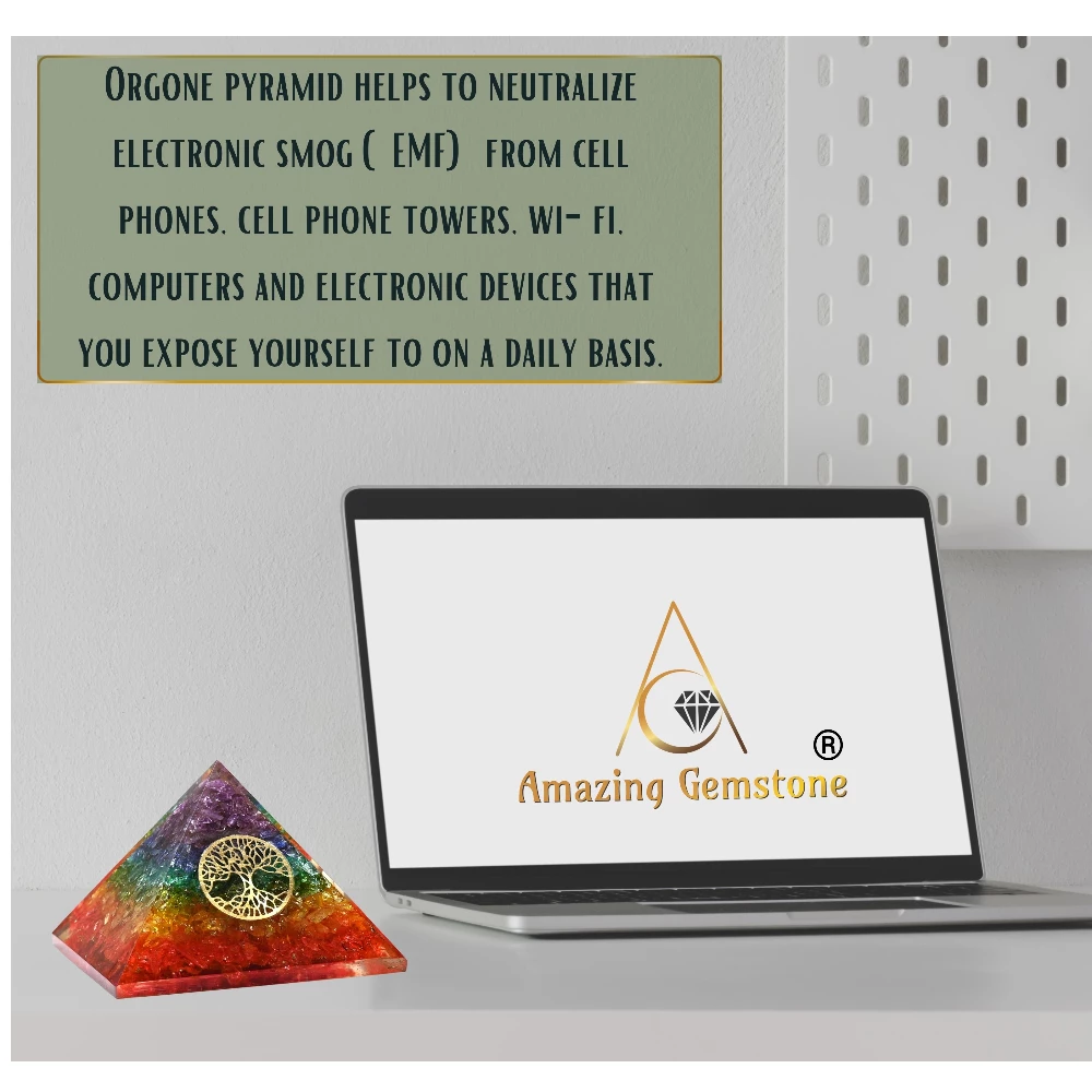 Chakra Onyx Orgone Pyramid - Tree of Life