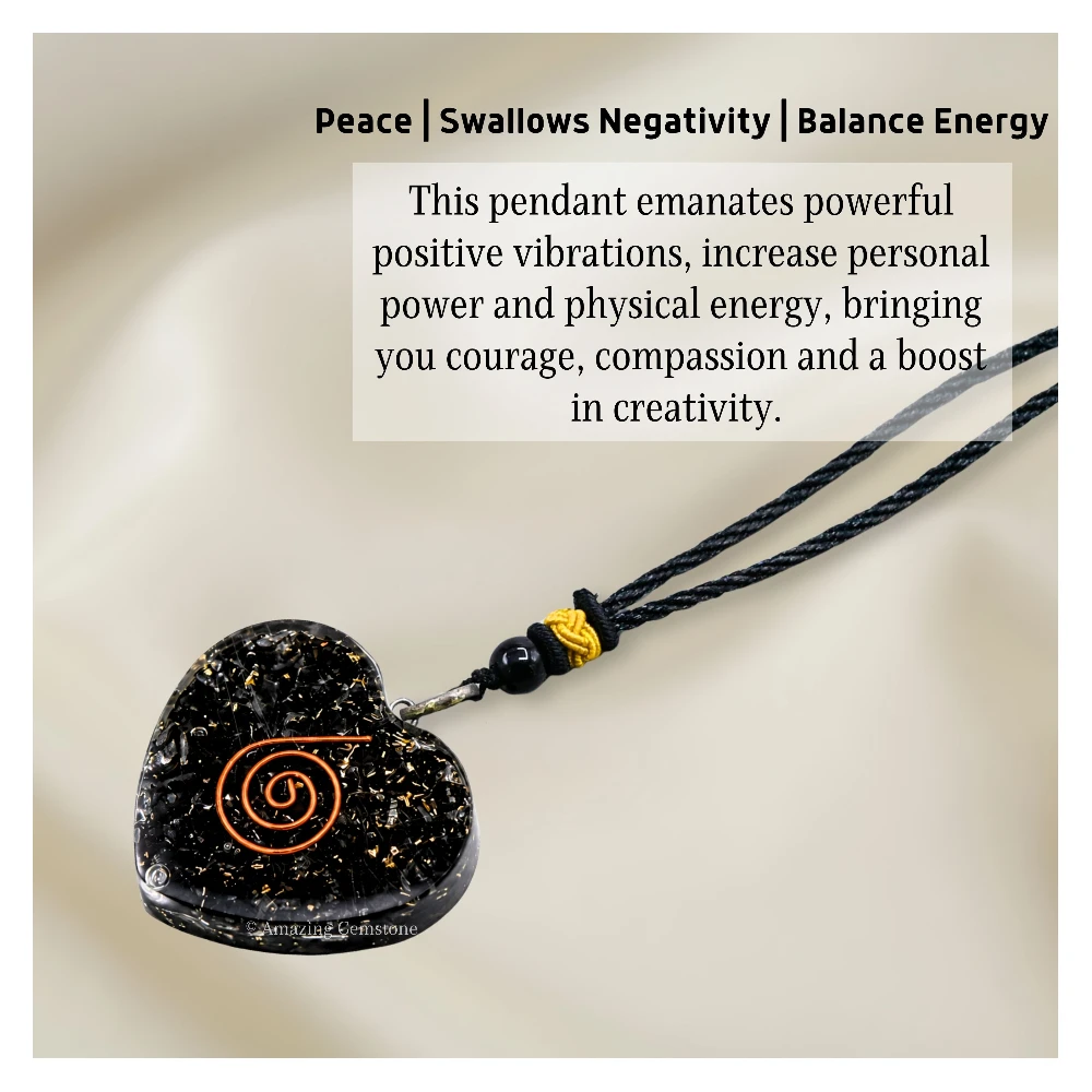 Shungite Necklace - Copper Coil (Heart)