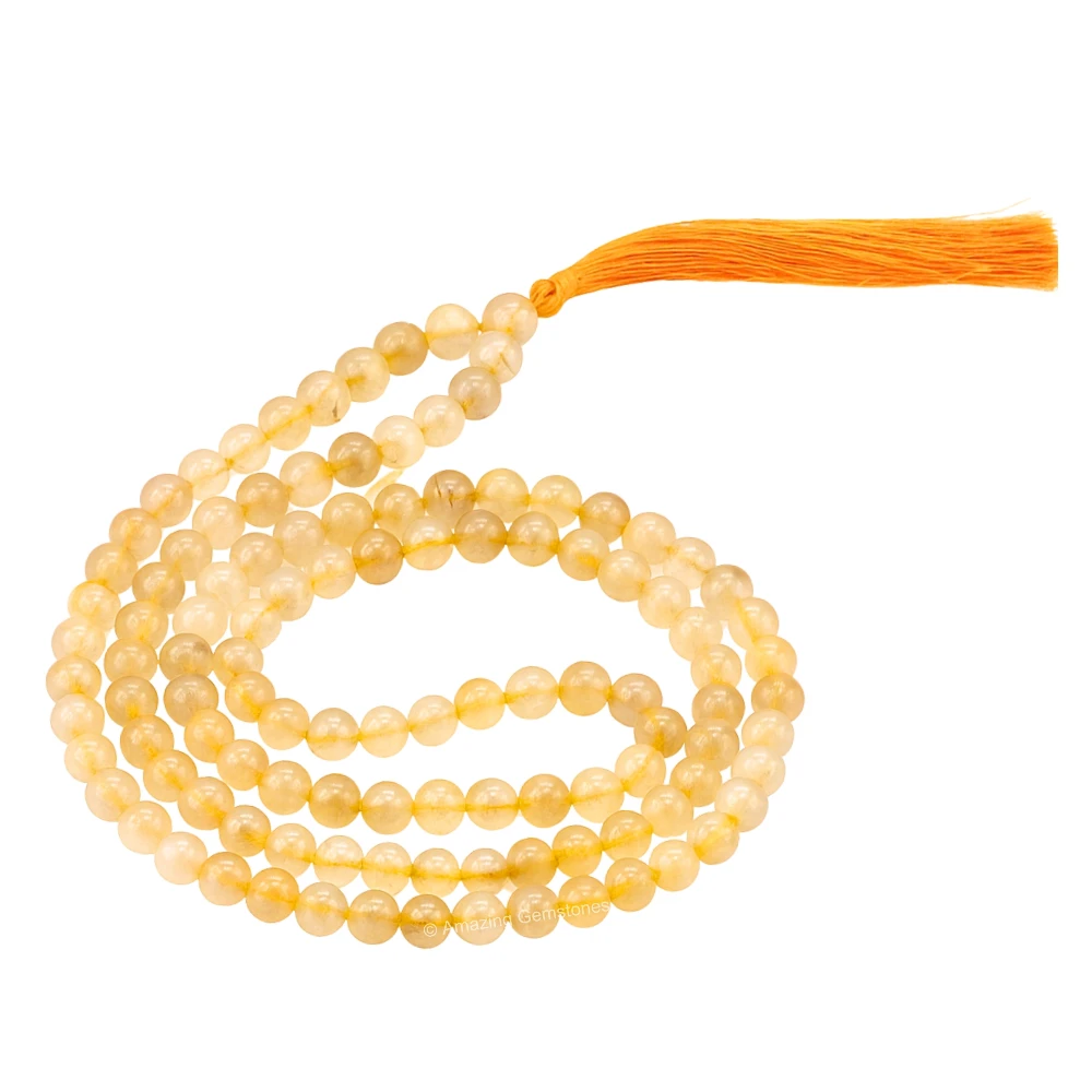 Golden Rutilated Quartz Mala (Without Knot)