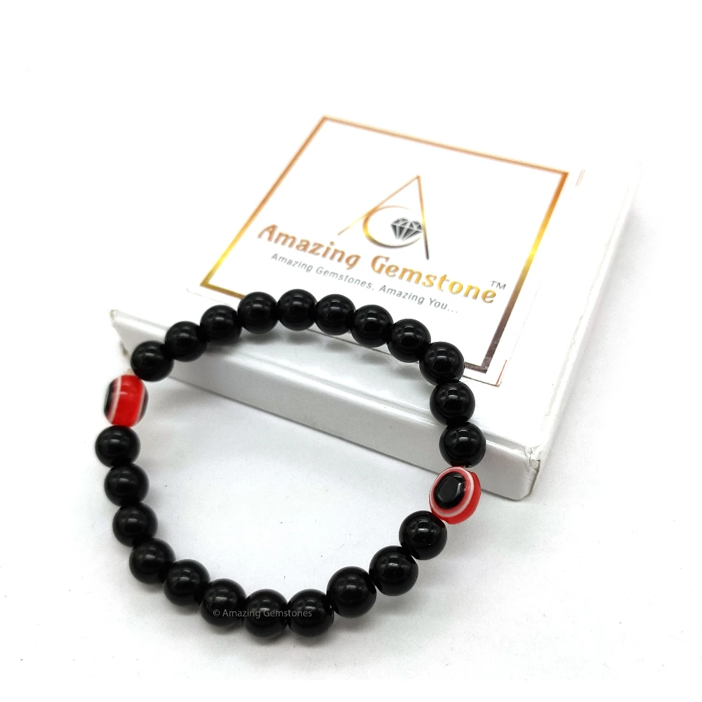 Red Evil Eye and Black Obsidian Bracelet