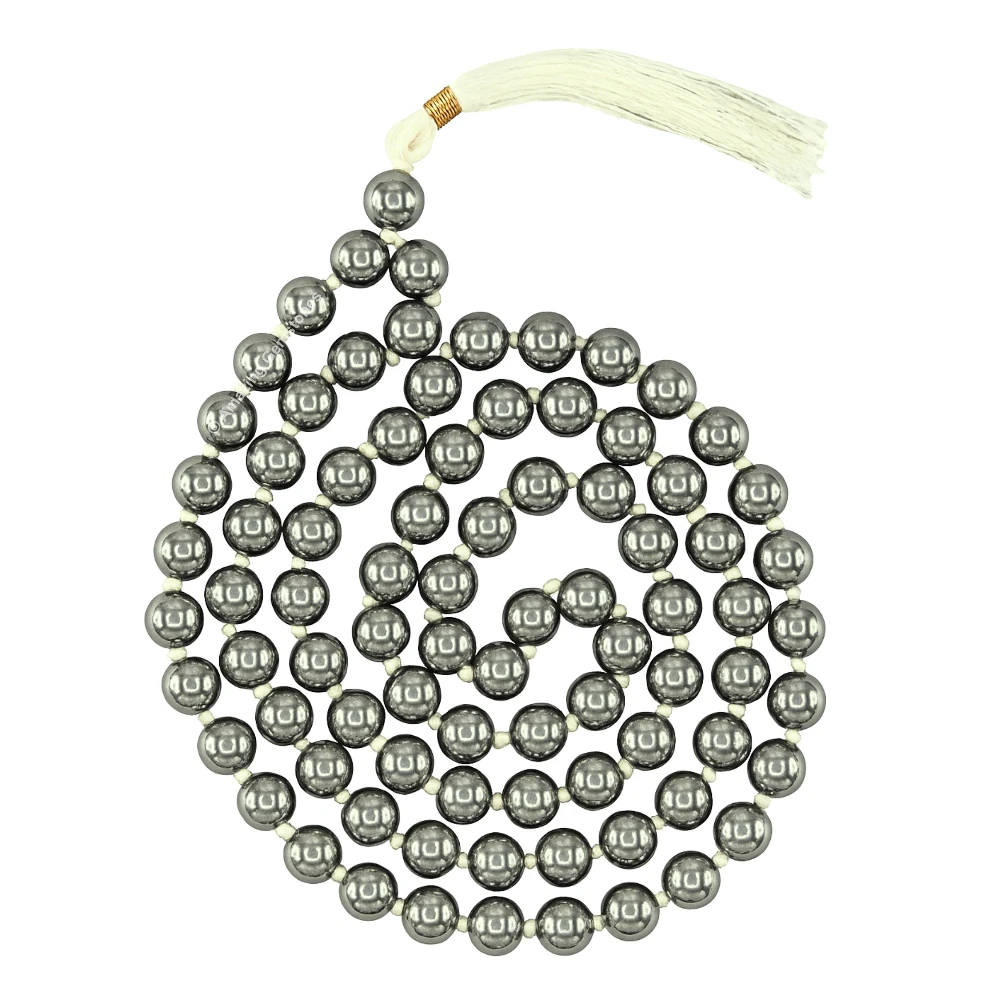 Silver Hematite Mala (Hand Knotted)