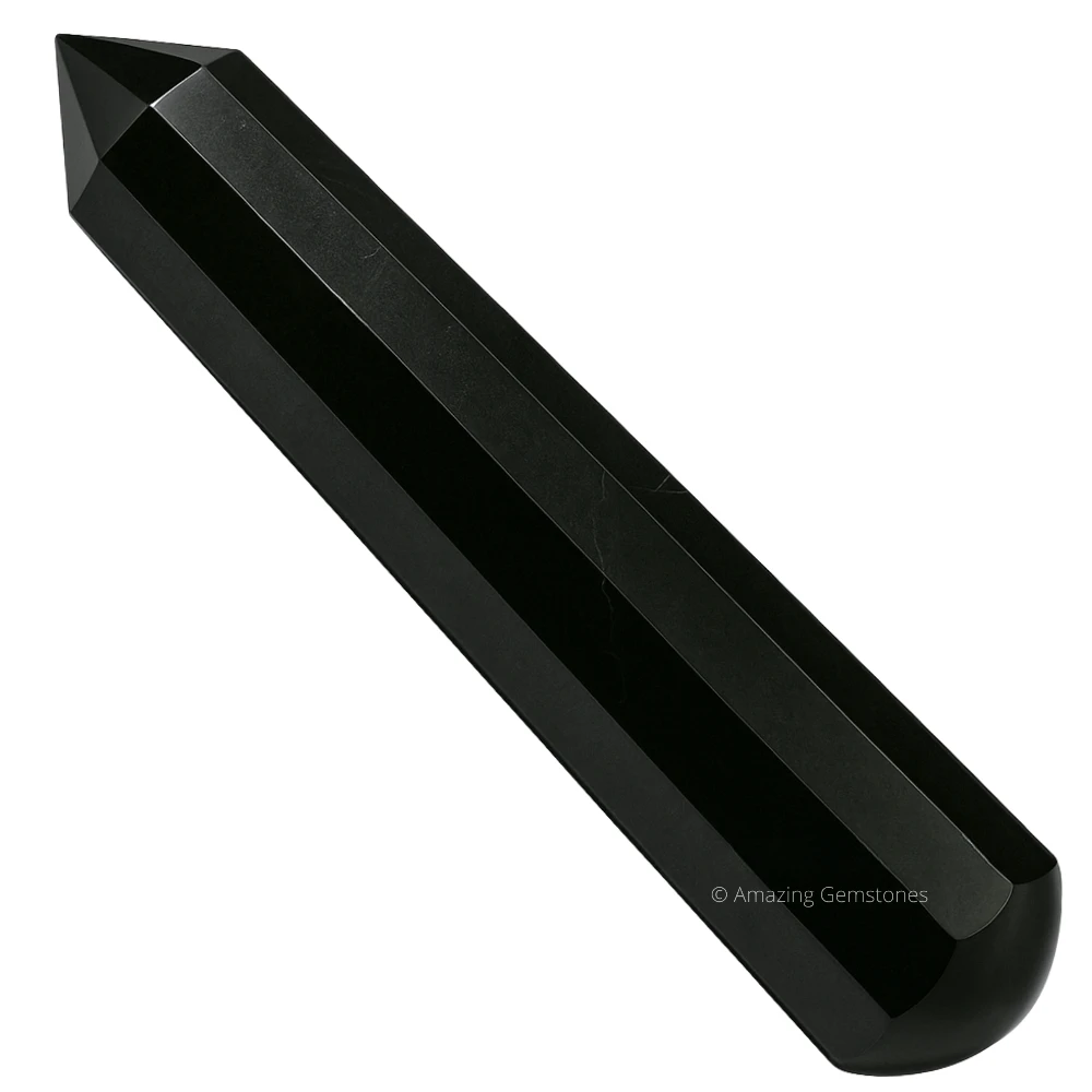 Black Tourmaline Wand (Faceted)
