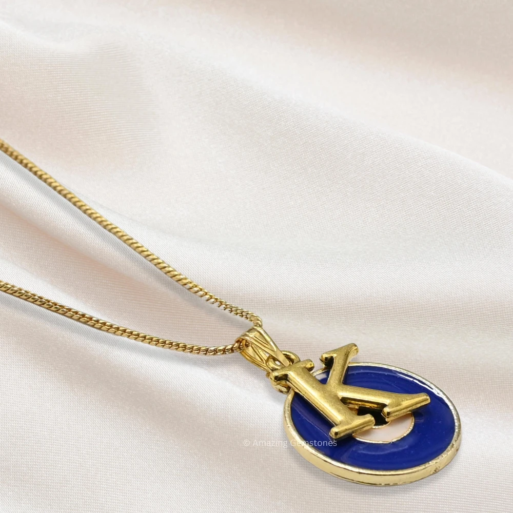 Evil Eye Pendant Necklace with K Initial
