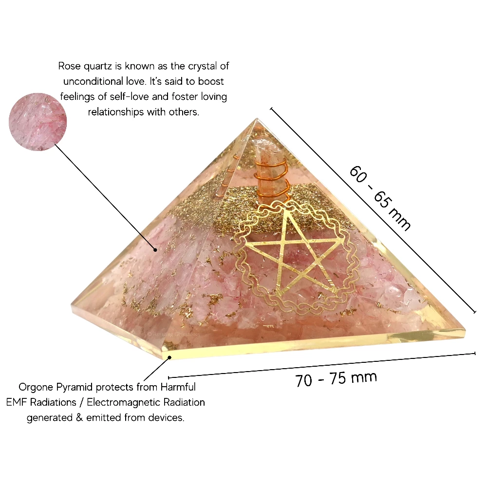 Rose Quartz Orgone Pyramid - Pentacle
