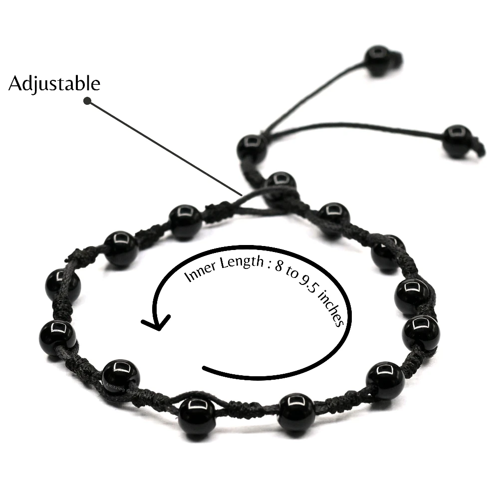 Anti Swelling Black Obsidian Hematite Set Of 3 Anklet (Hand Knotted)