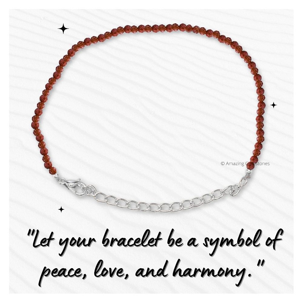 Red Goldstone Crystal Bracelet - 2mm Faceted Bead (Silver)