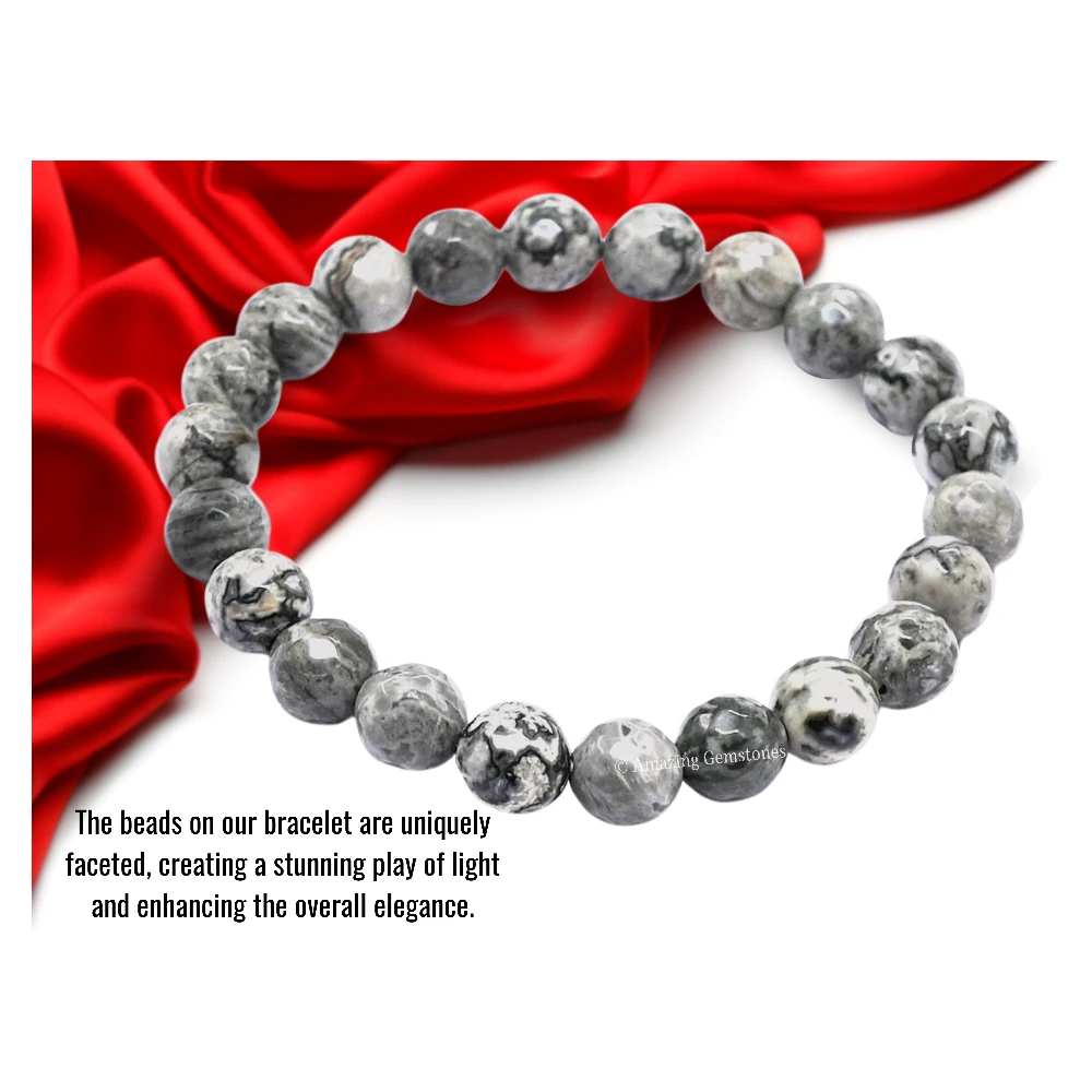 Map Stone Bracelet (Faceted) (Stretchable)