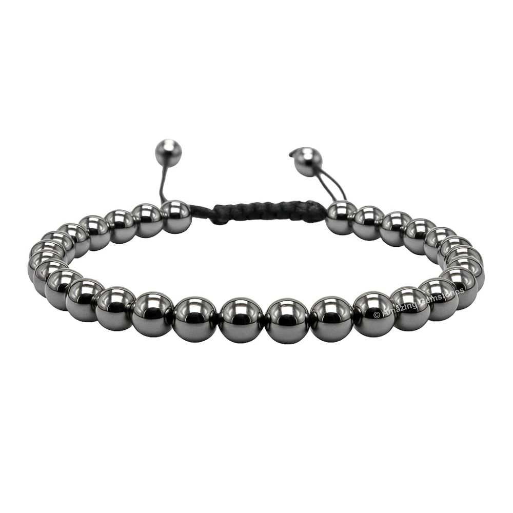 Hematite Healing Crystal Bracelets - 6mm Beads (Adjustable)