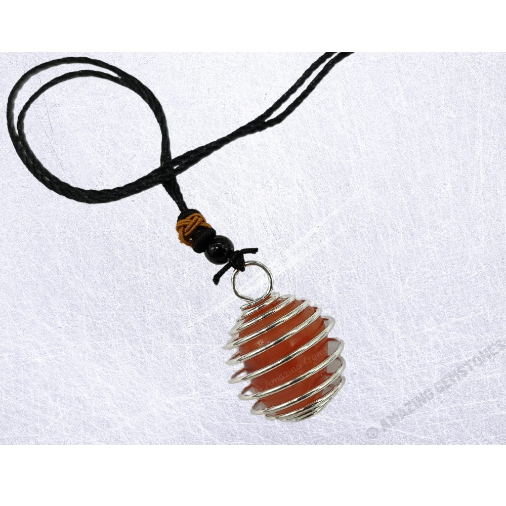 Carnelian Necklace - Spiral Cage with Tumble
