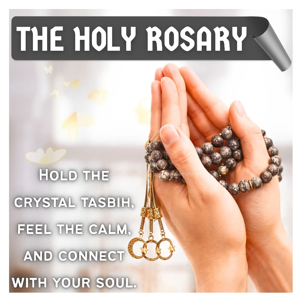 Brown Snowflake Obsidian Crystal Tasbeeh Sibha Prayer Beads (Gold)