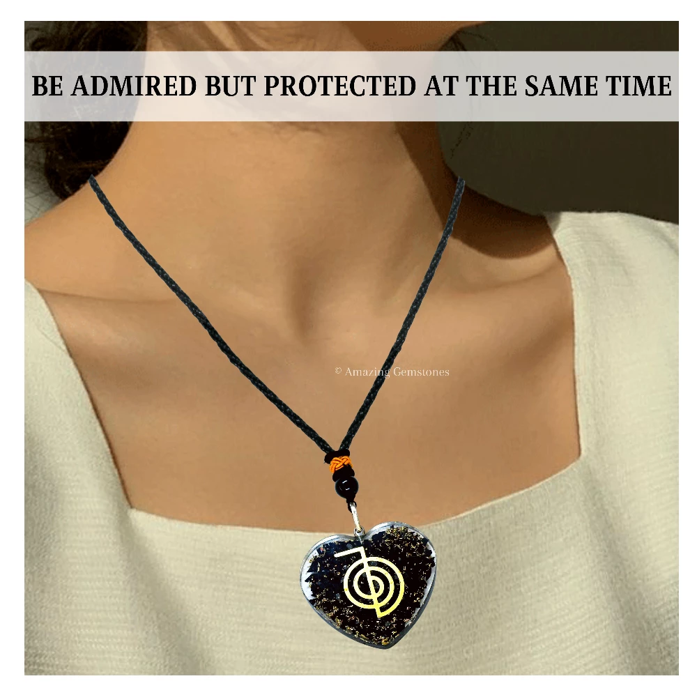 Shungite Necklace - Reiki (Heart)