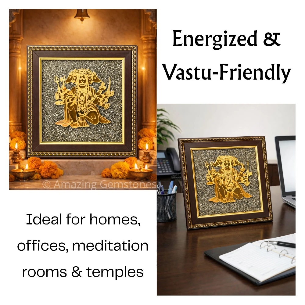 Authentic Pyrite Frame – Vastu Decor (Panchmukhi Hanuman)