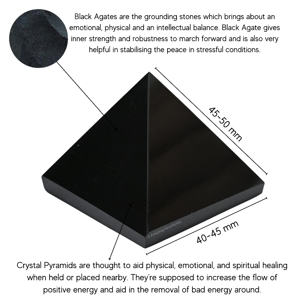 Black Agate Pyramid (2 Inch)