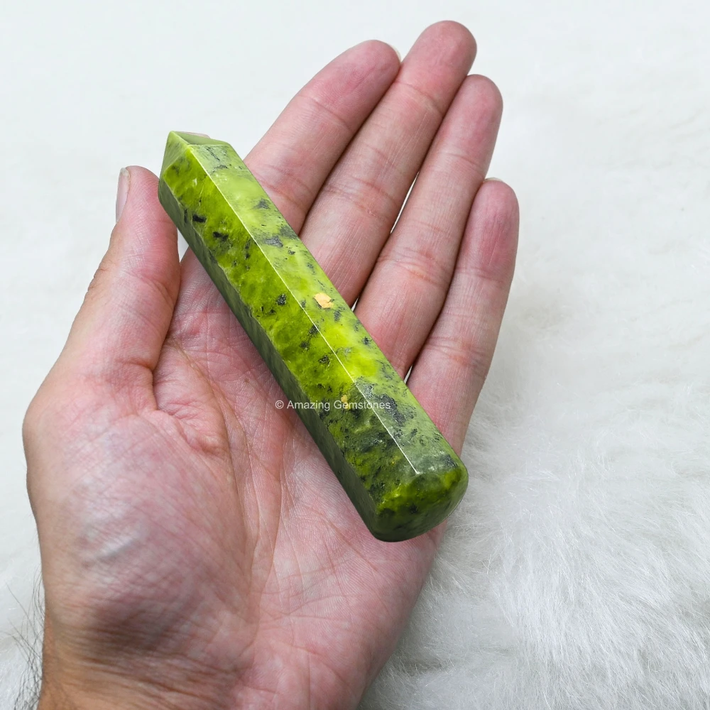 Green Jade Wand (Faceted)