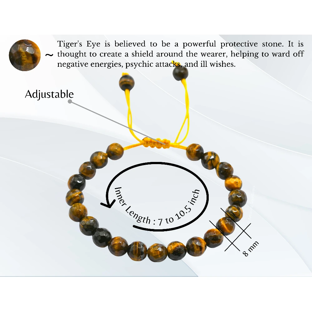 Tiger Eye Bracelet (Faceted) (Adjustable)