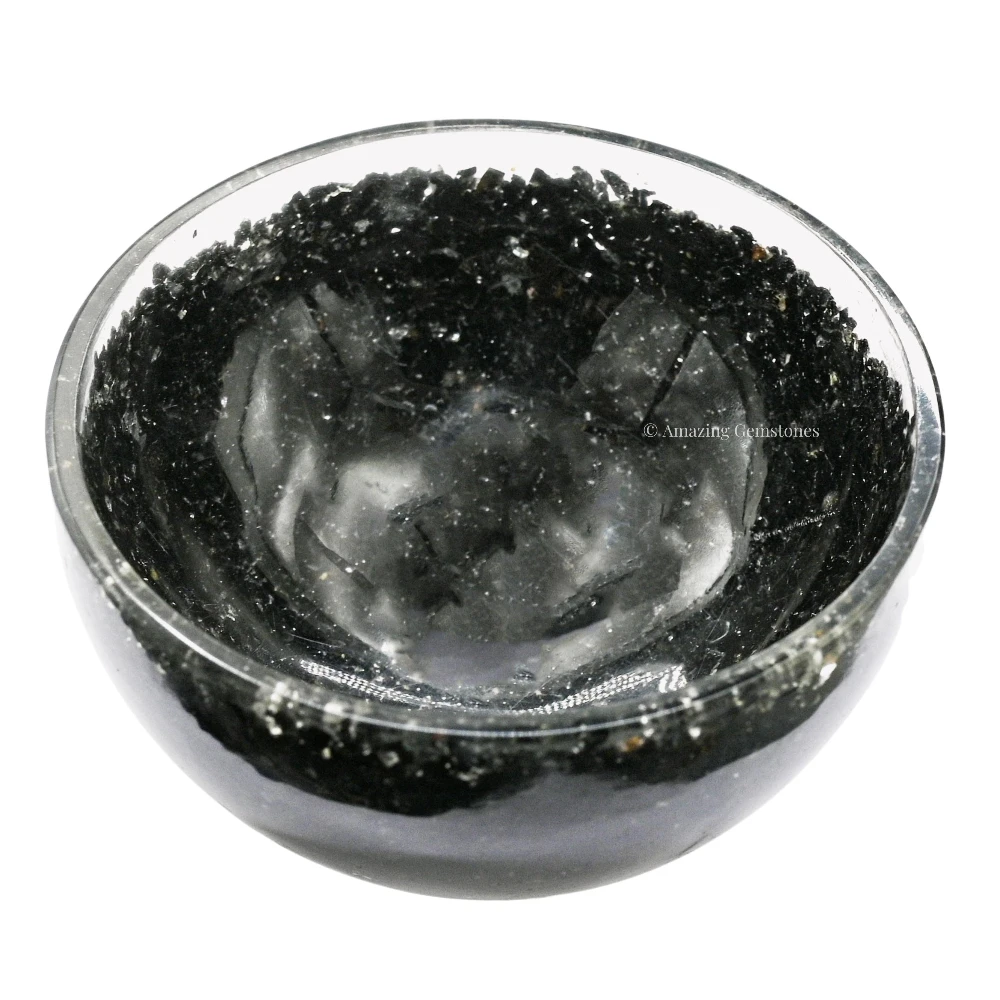 Black Tourmaline Crystal Orgone Bowl (3 Inch)
