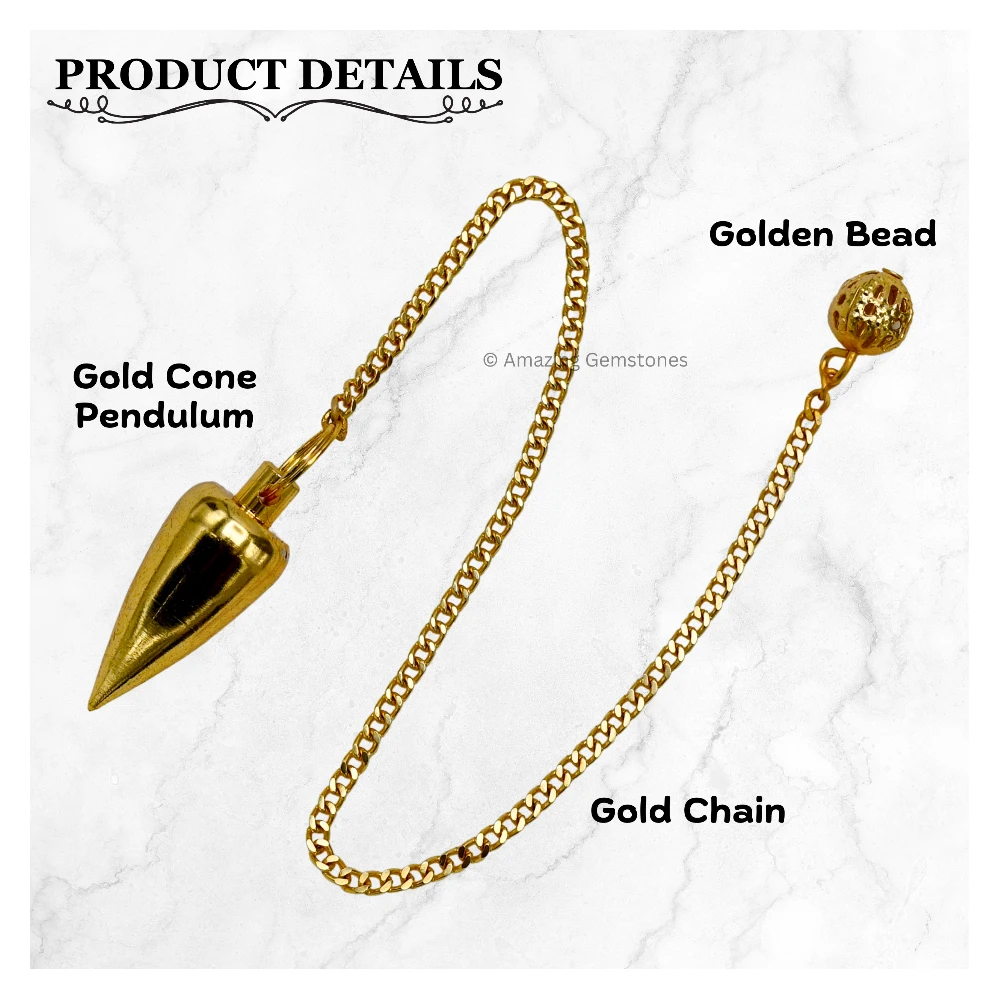 Copper Metal Pendulum - Gold Short Cone (MP27)