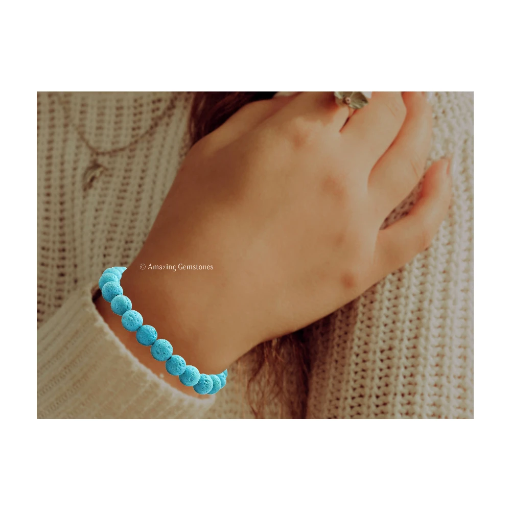 Turquoise Lava Stone Bracelet (Adjustable)