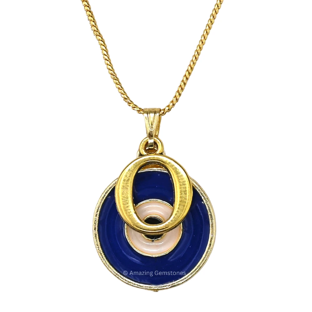 Evil Eye Pendant Necklace with O Initial
