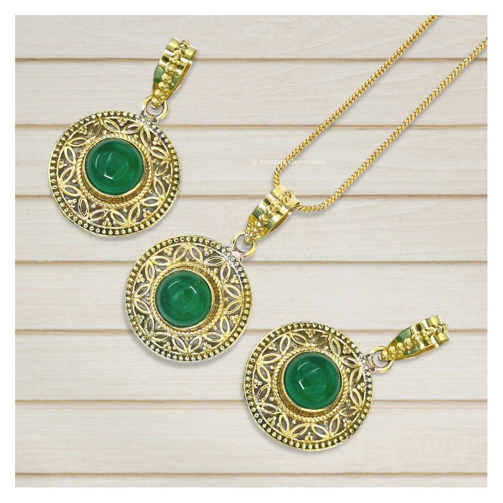 Green Onyx Bead Necklace Premium