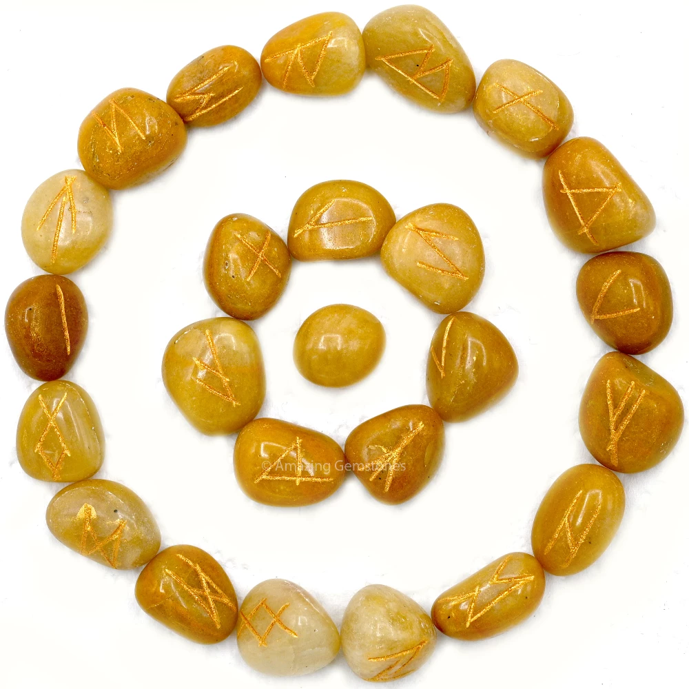 Yellow Aventurine Rune Stones Set